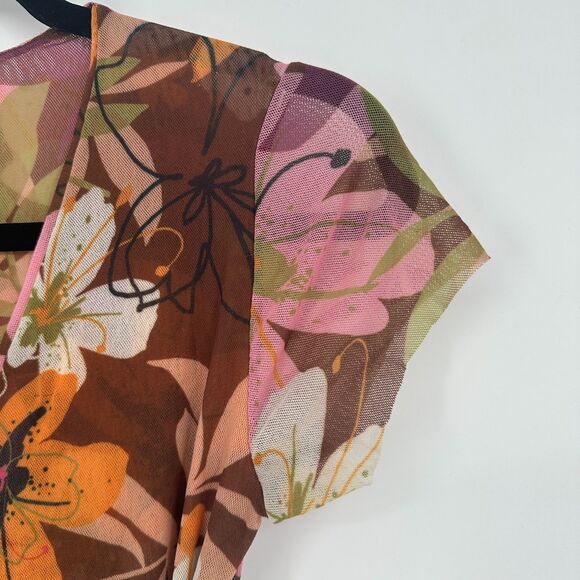 Vintage Y2K Sweet Pea By Stacy Frati Mesh Wrap Top Size M Floral Stretch Whimsy - Picture 4 of 8